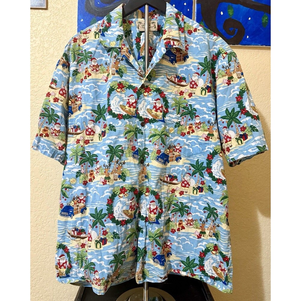 Vintage E & K Made In Hawaii Men’s Surfing Santa Hawaiian Beach Shirt